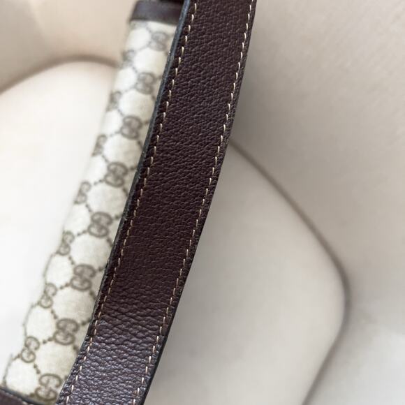 Vintage Gucci Bag Shoulder Purse Brown Monogram Logo Tan 70s 80s Flap - Picture 12 of 16